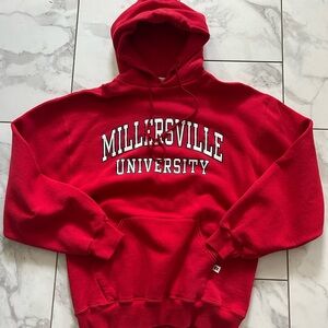 Vintage Russell Millersville University Red Boxy Fit Hoodie